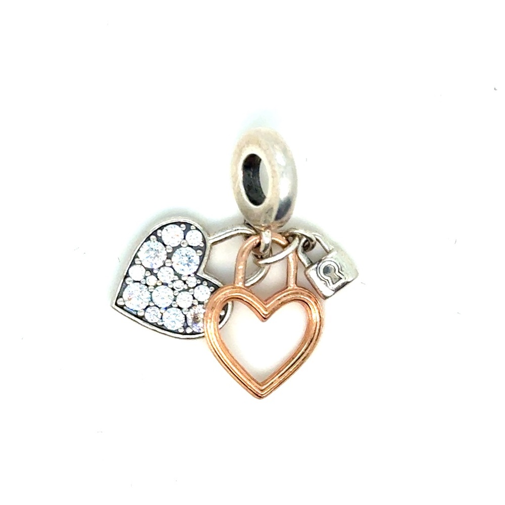 Pandora‎ Rose/Silver Together Always Heart Dangle Charm